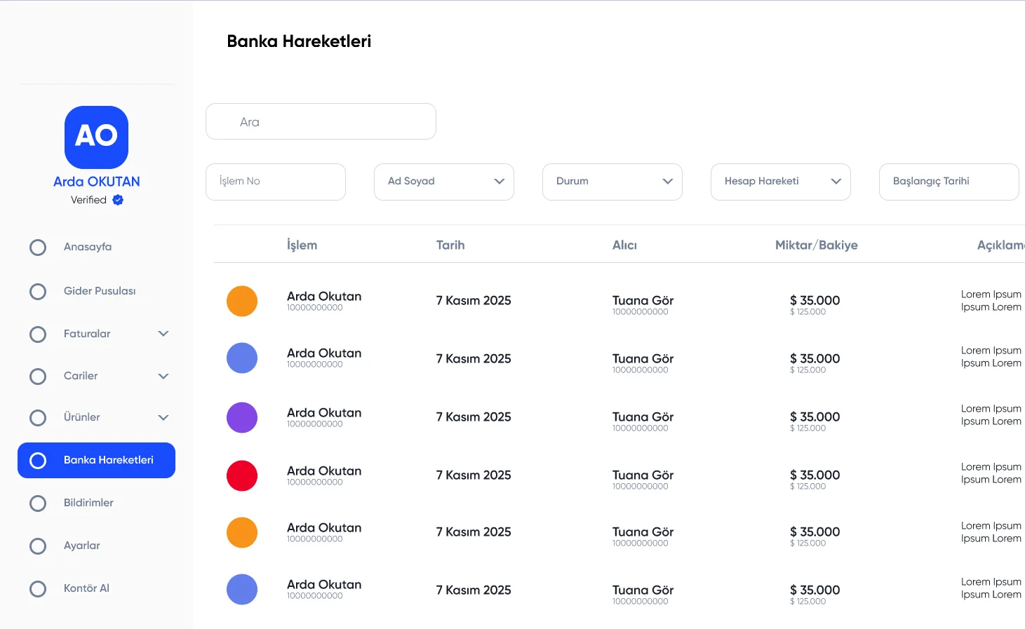 Faturalog Mutabakat Ekranı